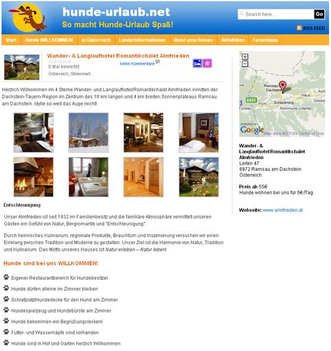  Attraktiv präsentieren die Unterkünfte, was sie für den Hunde-Urlaub zu bieten haben