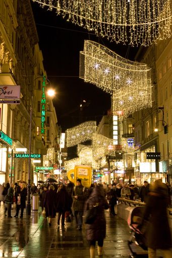 8 von 10 Österreichern bummeln gerne durch beleuchtete Straßen. So auch durch die Wiener Kärntner Straße, wo Blachere Illumination mit Crystallights ein Highlight umgesetzt hat.