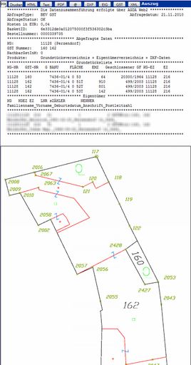 Vorschau Bild von BEV - Auszug mit DXF-Ansicht