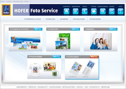 Ab sofort erscheint der HOFER Foto Service (www.hoferfotos.at) in einem neuen und übersichtlicheren Look.