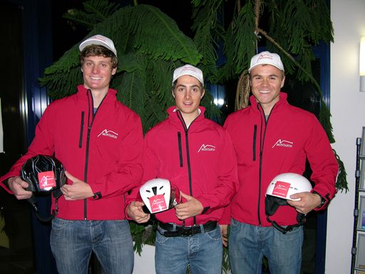 Die Snowboarder Markus Hämmerle, Lukas Mathies und Markus Schairer.
