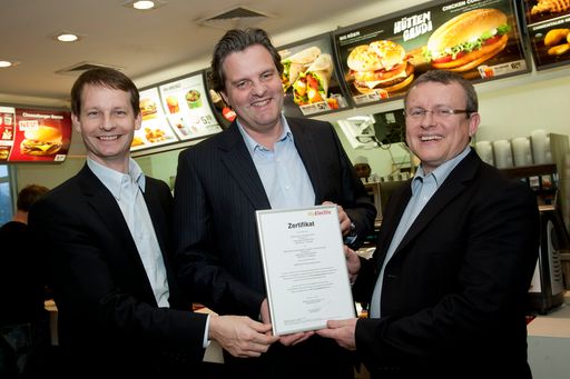 Ökostrom-Zertifkatsübergabe von MyElectric an McDonald's Österreich.