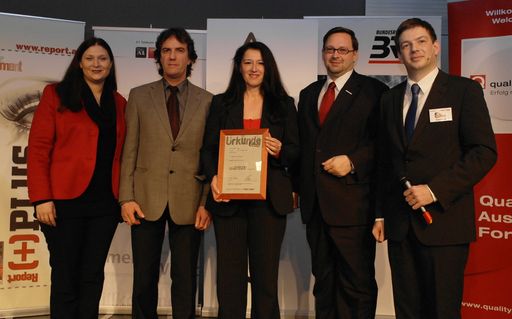 Barbara Novak, Stadt Wien, Thomas Eichinger und Elfriede Neuhold, A1 Telekom Austria, Christian Rupp, Plattform Digitales Österreich und Martin Szelgrad, report Verlag, bei der Verleihung des "ebiz egovernment award"
