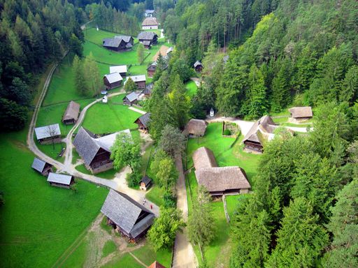 Luftbild, Steiermark, Bezirk GU, Deutschfeistritz, Freilichtmuseum Stübing.