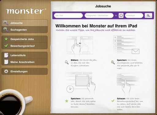 Monster iPad App für mobile Jobsuche