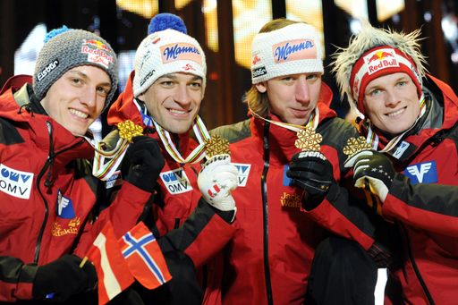 V.l.n.r.: Gregor Schlierenzauer, Andreas Kofler, Martin Koch, Thomas Morgenstern
