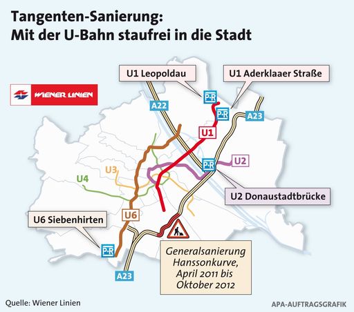 Ausweichrouten bei Tangenten-Sanierung in Wien.