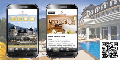  Das Grandhotel Lienz setzt mit seiner Hotel-App neue Maßstäbe im Hotel-Marketing. Die browserbasierte Web-App, entwickelt von der Firma Zooners, ist mobil optimierte Version der Website und trendige App-Lösung in einem.