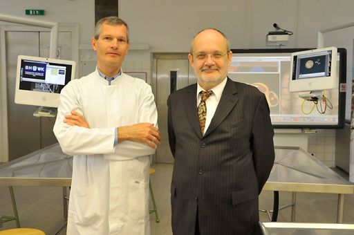 Johannes Streicher und Rudolf Mallinger bei der Präsentation des Whiteboards.