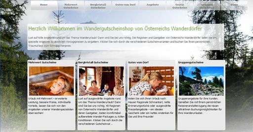 Erste Eindrücke des Wandergutscheinshops von Österreichs Wanderdörfer