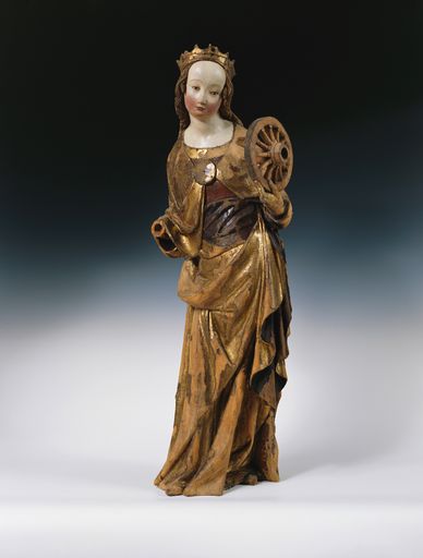 Vorschau Bild von Hl. Katharina, Böhmen, um 1380, mittelalterliche Holzskulptur aus der Sammlung Leopold, Privatbesitz