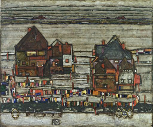 Egon Schiele (1890-1918),Häuser mit bunter Wäsche (Vorstadt II), 1914, Öl auf Leinwand, 100 x 120,7 cm,Inv. 528,
Leopold Museum, Wien