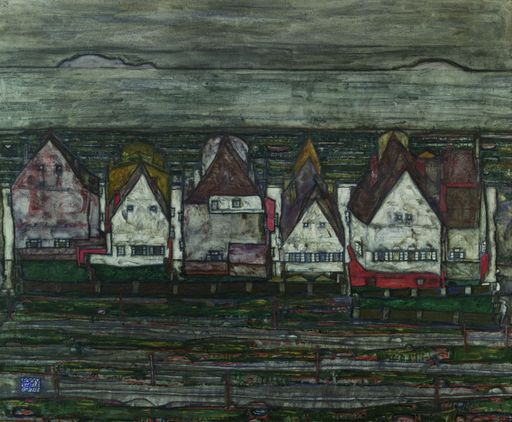 Egon Schiele (1890-1918), "Die Häuser am Meer" (auch "Häuser am Meer" oder "Häuserreihe"), 1914, Öl auf Leinwand, Leopold Museum Inv. 452