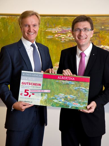 Im Bild: Klaus Albrecht Schröder (Albertina) und Alois Huber (Spar)