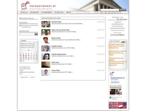 Die Spitzenkandidatinnen und -kandidaten der ÖH-Wahl 2011 auf www.meinparlament.at
