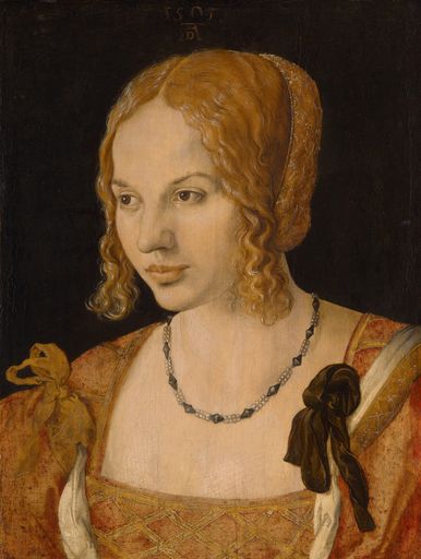 Albrecht Dürer.Brustbild einer jungen Venezianerin.1505 datiert.Fichtenholz.32,5 x 24,5 cm