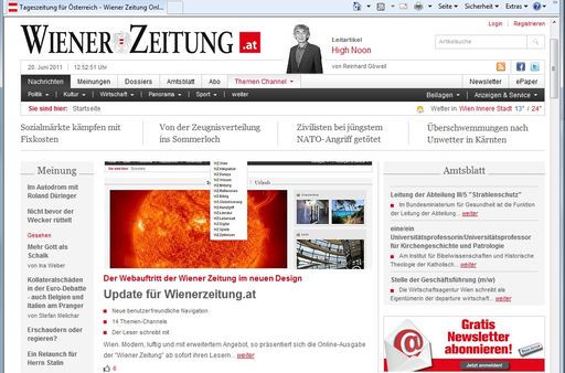 Screenshot Relaunch wienerzeitung.at