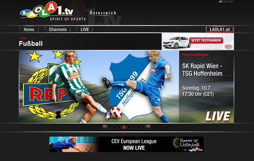 Am Sonntag, den 10. Juli (Anpfiff: 17:30 Uhr) überträgt LAOLA1.tv LIVE und exklusiv das Freundschaftsspiel "SK Rapid vs. TSG 1899 Hoffenheim".
