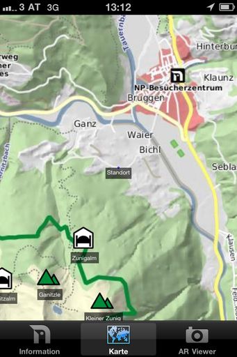 Vorschau Bild von Eine detaillierte Karte des Nationalparks Hohe Tauern hilft bei der Planung von Wandertouren. Die APP ist kostenlos und kann vollkommen offline angewendet werden.