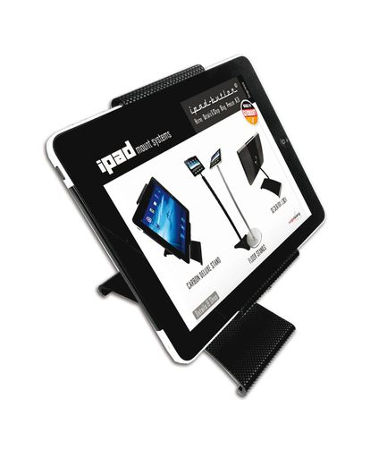 Vorschau Bild von Mit nur wenigen Handgriffen lässt sich der flexible Carbon Deluxe Stand von iPad Butler in einen Tischständer, eine Wand- oder Autohalterung verwandeln.