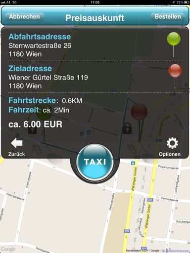 Vorschau Bild von Wer im Voraus wissen möchte, wie viel eine bestimmte Fahrt kostet, erfährt das über das neue Taxi-App