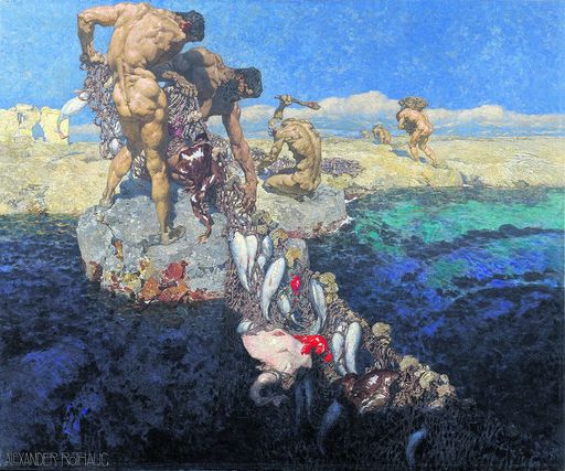  Maler: ROTHAUG, Alexander 1870 - 1946 - Die Früchte des Meeres 1930 / Öl auf Leinwand, 100 x 120 cm, "Hauptwerk der mittleren Schaffensperiode" - Österreichische Akademie der Wissenschaften