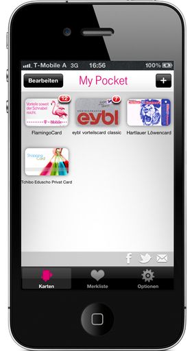 Mit "My Pocket" von T-Mobile alle Kundenkarten immer am Handy mit dabei.