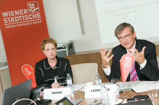 Im Bild v.l.n.r.: Dr. Judit Havasi, Vorstandsdirektorin Wiener Städtische Versicherung, Mag. Robert Lasshofer, Generaldirektor Wiener Städtische Versicherung