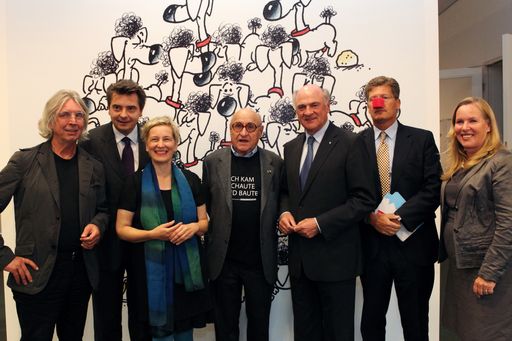 Von links: Gerhard Haderer, Christoph Wagner-Trenkwitz, Jutta Pichler, Gustav Peichl, Erwin Pröll, Karl Hohenlohe, Ingeborg Rinke