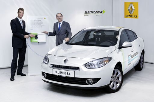 Arbeiten künftig zusammen in Sachen Elektromobilität: Marcus Fendt (Geschäftsführer The Mobility House Austria GmbH, links im Bild) und Guillaume de Vulpian (Generaldirektor Renault Österreich GmbH).