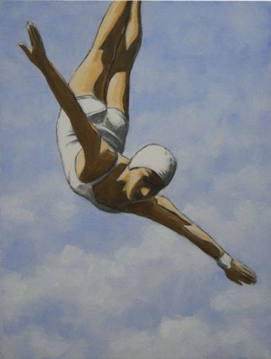  "Diver in Clouds" von Sarah Morissette, Öl auf Leinwand.