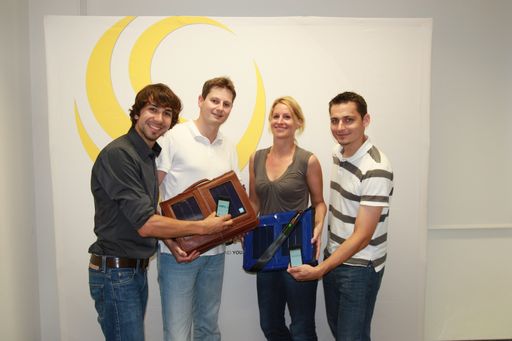 Präsentation der neuen NFC-fähigen SunnyBAG, Im Bild (v.l.n.r.): Ing. Stefan Ponsold, Dr. Alexander Stocker, Mag. Marie Grünwald, DI Robert Möstl