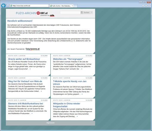APA und ORF öffnen bewährtes ORF-Technologiearchiv - wichtige Quelle der IT-Berichterstattung unter www.fuzo-archiv.at ab sofort kostenlos zugänglich und über futurezone.at verlinkt
