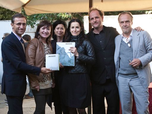 Josef Margreiter (Geschäftsführer der Tirol Werbung), Kulturlandesrätin Beate Palfrader, Biennale-Kommissärin Eva Schlegel, Quart-Chefredakteure Heidi Hackl und Andreas Schett, Sven-Eric Bechtolf (Schauspieldirektor der Salzburger Festspiele).