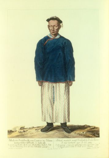 Der erste Chinese in Oberösterreich
Kupferstich und Radierung kombiniert, koloriert, 1796