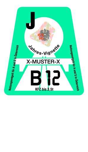 PKW-Muster-Jahresvignette 2012