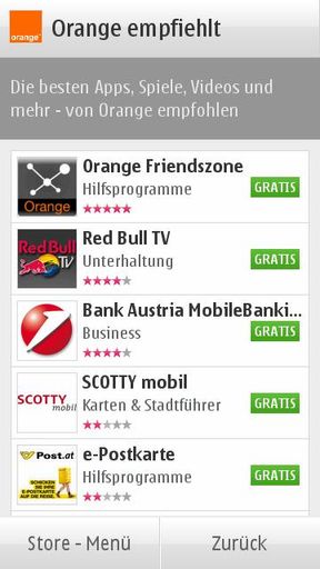 Neue Rubrik "Orange empfiehlt" auf Nokia Smartphones