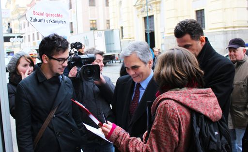 Vorschau Bild von Bundeskanzler Faymann bei der Übergabe des Jugendmanifests durch die Vertreter_innen der Jugendorganisationen.