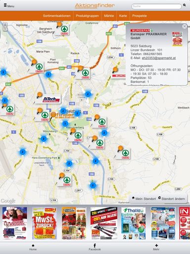 Neu und sehr praktisch die location-based Funktion für alle Aktionsfinder