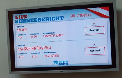 Vorschau Bild von Flughafen Display mit den Schneeberichten von OnTheSnow