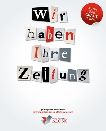 Vorschau Bild von Eine landesweite Werbekampagne zum Austria-Kiosk in den teilnehmenden Publikationen bietet einen Test mit Startguthaben der Plattform www.austria-kiosk.at.