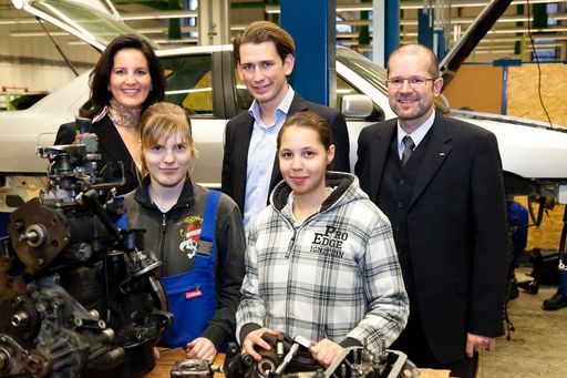 http://www.apa-fotoservice.at/galerie/2653
Im Bild vlnr.: Dr. Valerie Höllinger (kaufm. Geschäftsführerin bfi Wien), Sebastian Kurz (Staatssekretär für Integration), Mag. Franz-Josef Lackinger (Geschäftsführer bfi Wien) mit Lehrlingen