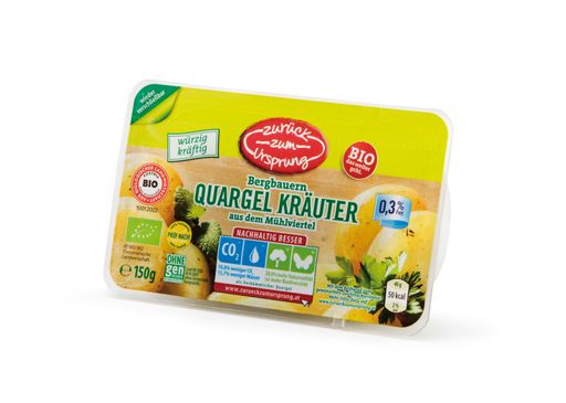 Bio-Quargel Natur und Bio-Quargel Kräuter von "Zurück zum Ursprung": Würziger Käsegenuss von Bergbauern aus dem Mühlviertel.