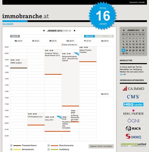Der neue Kalender verhindert Terminkollisionen in der Immobilienbranche.