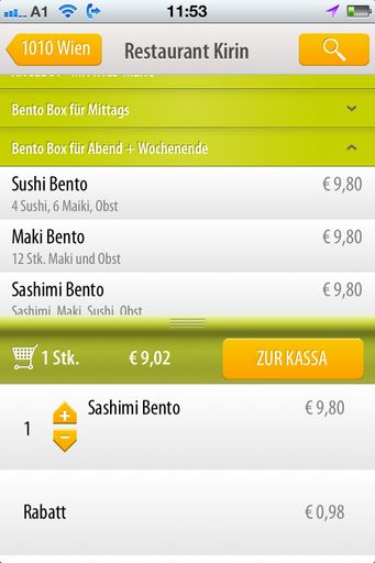 Screenshot Mjam.at Mobile App