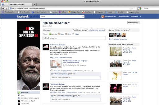 Auf www.facebook.com/ichbineinspritzer gibt's laufend Neues, Hilfe und Tipps rund um Prostatakrebs sowie Erfahrungsberichte Betroffener.