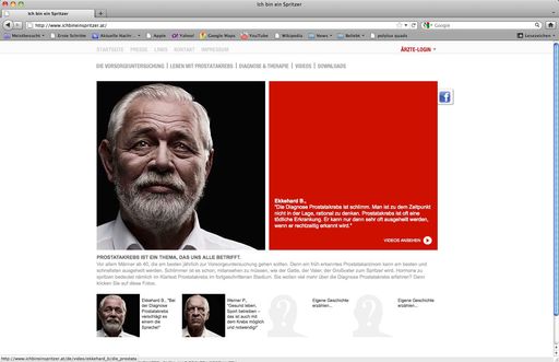 Vorschau Bild von www.ichbineinspritzer.at: Website der neuen Prostatakrebs-Kampagne.