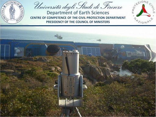  Abteilung für Geowissenschaften der Universität Florenz, RIEGL LMS-Z420i, Kreuzfahrtschiff Costa Concordia, Februar 2012, laufendes Monitoring des Schiffswracks zur Planung der Bergeeinsätze