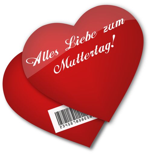  Formkarte Muttertagsherz,mit Barcode.