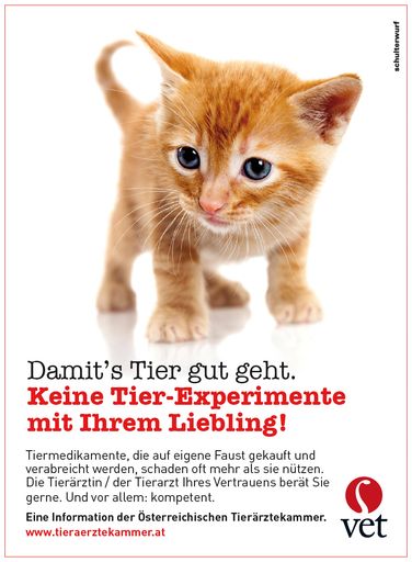 Tierärztekammer startet Kampagne für sorgsamen Umgang mit Tiermedikamenten